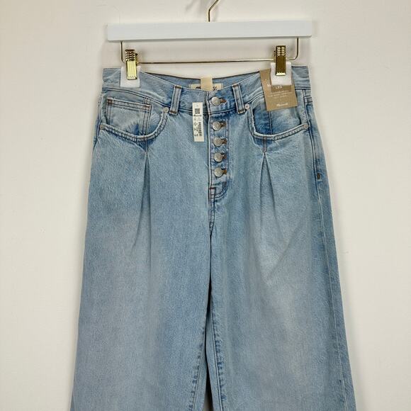 Madewell Superwide Leg Jeans Cather Wash Button Front Blue High Rise US 26 NWT - Picture 7 of 16